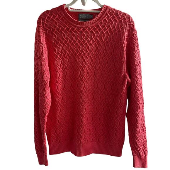 Talbots Other - Men’s Talbots Silk Cotton Cable Knit Sweater Sz Medium Salmon Pink Crew Neck